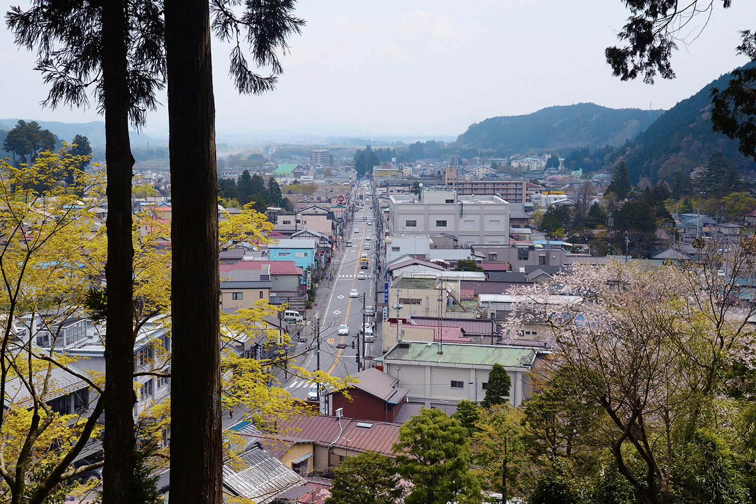 観音寺千手観音堂から見た日光街道